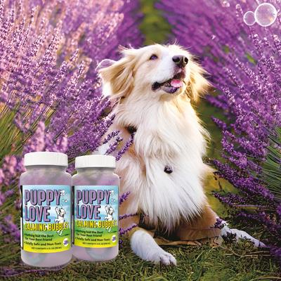 Show full view: Atomic Bubbles Puppy Love Calming Lavender Scented Bubbles Chasers Dog Toy, 4-fl oz bottle, 1 count slide 3 of 7
