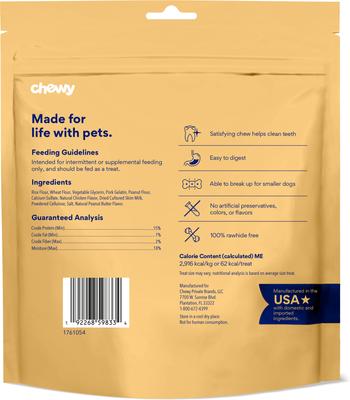 Chewy Natural Peanut Butter Flavor Dental Chew Dog Treats (FORMERLY TRUE ACRE FOODS)