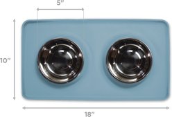 Companion Gear Silicone Placemat & Non-Skid Stainless Steel Dog & Cat Bowls, Dusty Blue, Small: 18 x 10-in, 1.5-cup slide 2 of 3