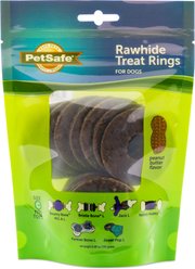 PetSafe Busy Buddy Natural Rawhide Peanut Butter Rings Dog Treats, Size C