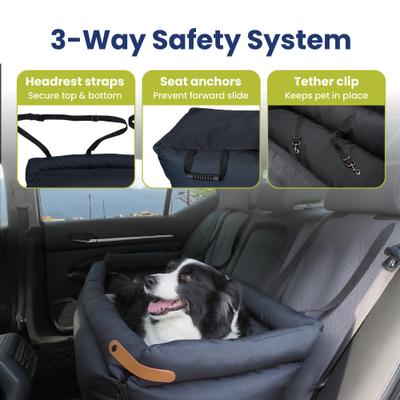 Show full view: PawsPik Ultra Large Premium 2-in-1 Car Seat & Convertible Travel Dog Bed, Black slide 6 of 12