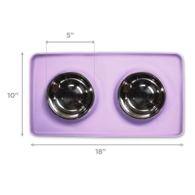 Show full view: Companion Gear Silicone Placemat & Non-Skid Stainless Steel Dog & Cat Bowls, Lavender, Small: 18 x 10-in, 1.5-cup slide 3 of 4