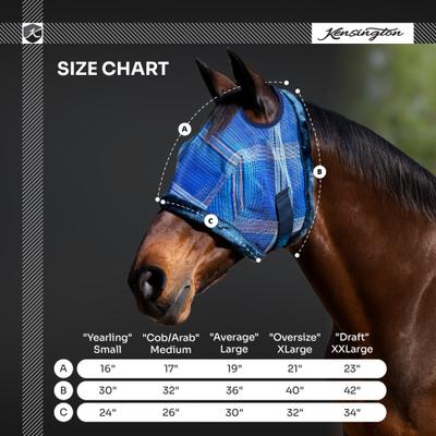 Show full view: Kensington Protective Products Horse Fly Mask with Fleece Trim, Kentucky Blue, Large slide 3 of 8