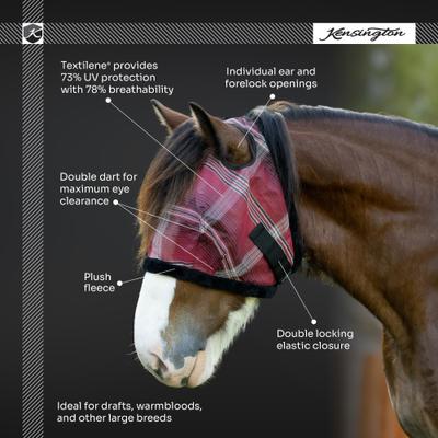 Show full view: Kensington Protective Products Horse Fly Mask with Fleece Trim, Merlot, XX-Large slide 4 of 9