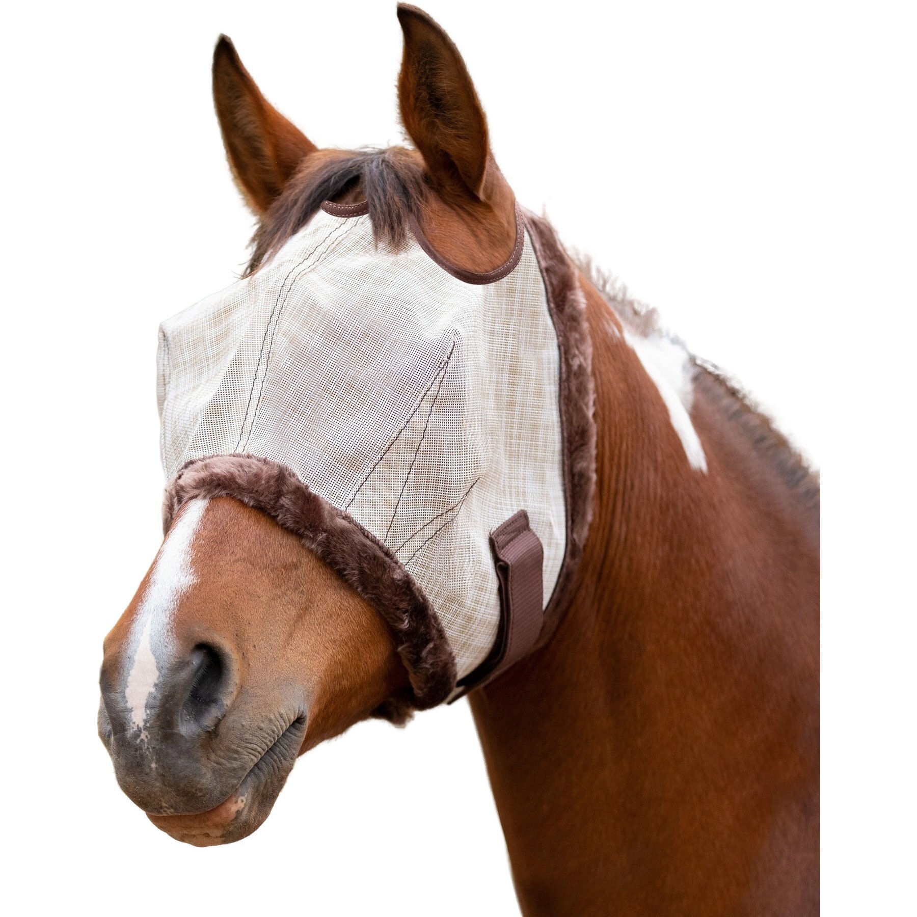 Kensington Protective Products Horse Fly Mask with Fleece Trim, Desert Sand, Warmblood