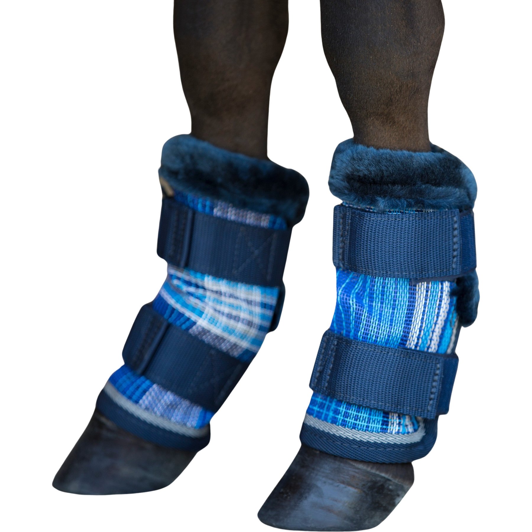 Kensington Protective Products Miniature Horse Fly Boots with Fleece Trim, 4 count, Kentucky Blue, Mini