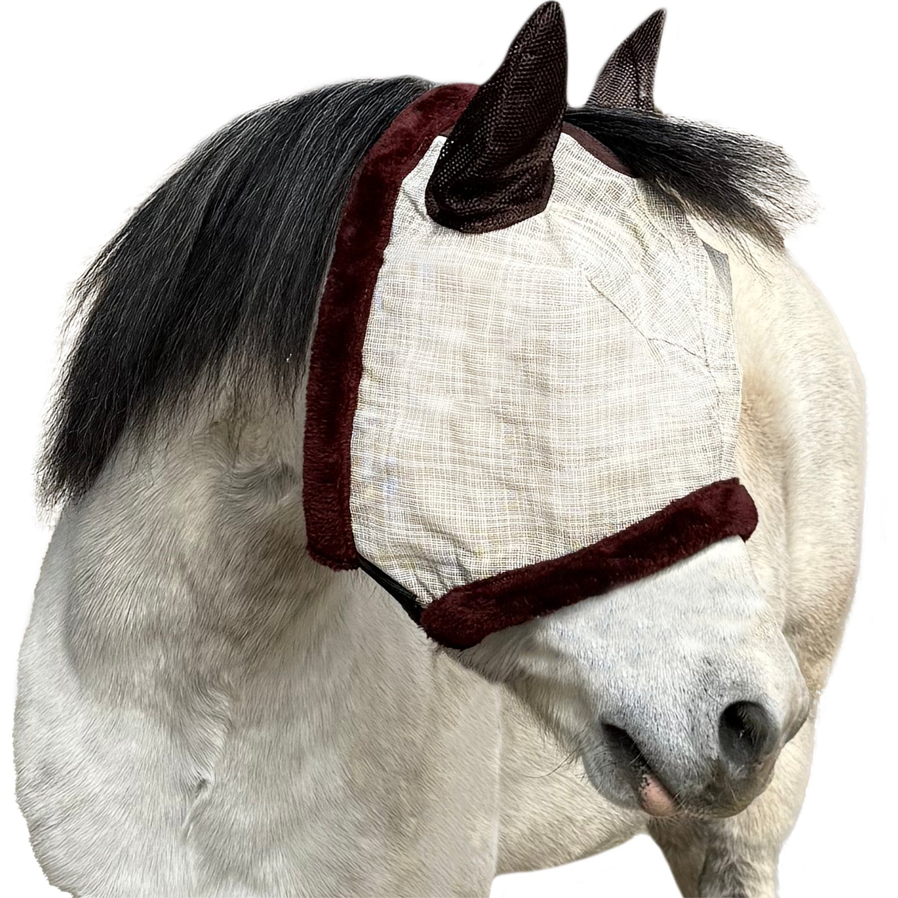 Kensington Protective Products Mini & Pony Fly Mask with Soft Ears & Fleece Trim, Desert Sand, A-Mini