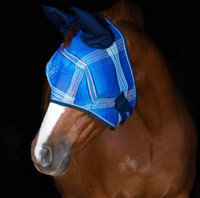 Show full view: Kensington Protective Products Horse Fly Mask with Web Trim & Mesh Ears, Kentucky Blue, Medium slide 2 of 7
