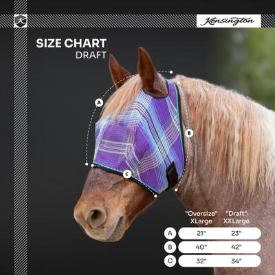 Show full view: Kensington Protective Products Horse Fly Mask with Web Trim, Atlantis, XX-Large slide 3 of 8