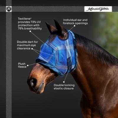 Show full view: Kensington Protective Products Horse Fly Mask with Fleece Trim, Kentucky Blue, Large slide 4 of 8
