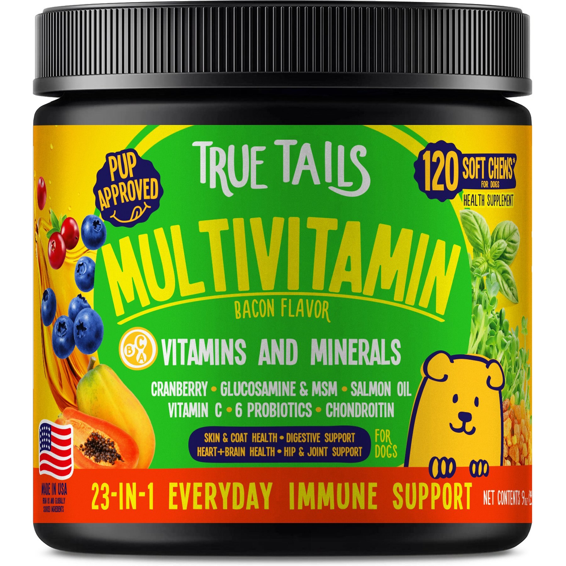 True Tails Multivitamin Bacon Flavor Soft Chew for Dogs, 120 count