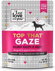 I and Love and You Top That Gaze Salmon Recipe in Gravy Wet Dog Food Topper, 3-oz pouch, case of 12
