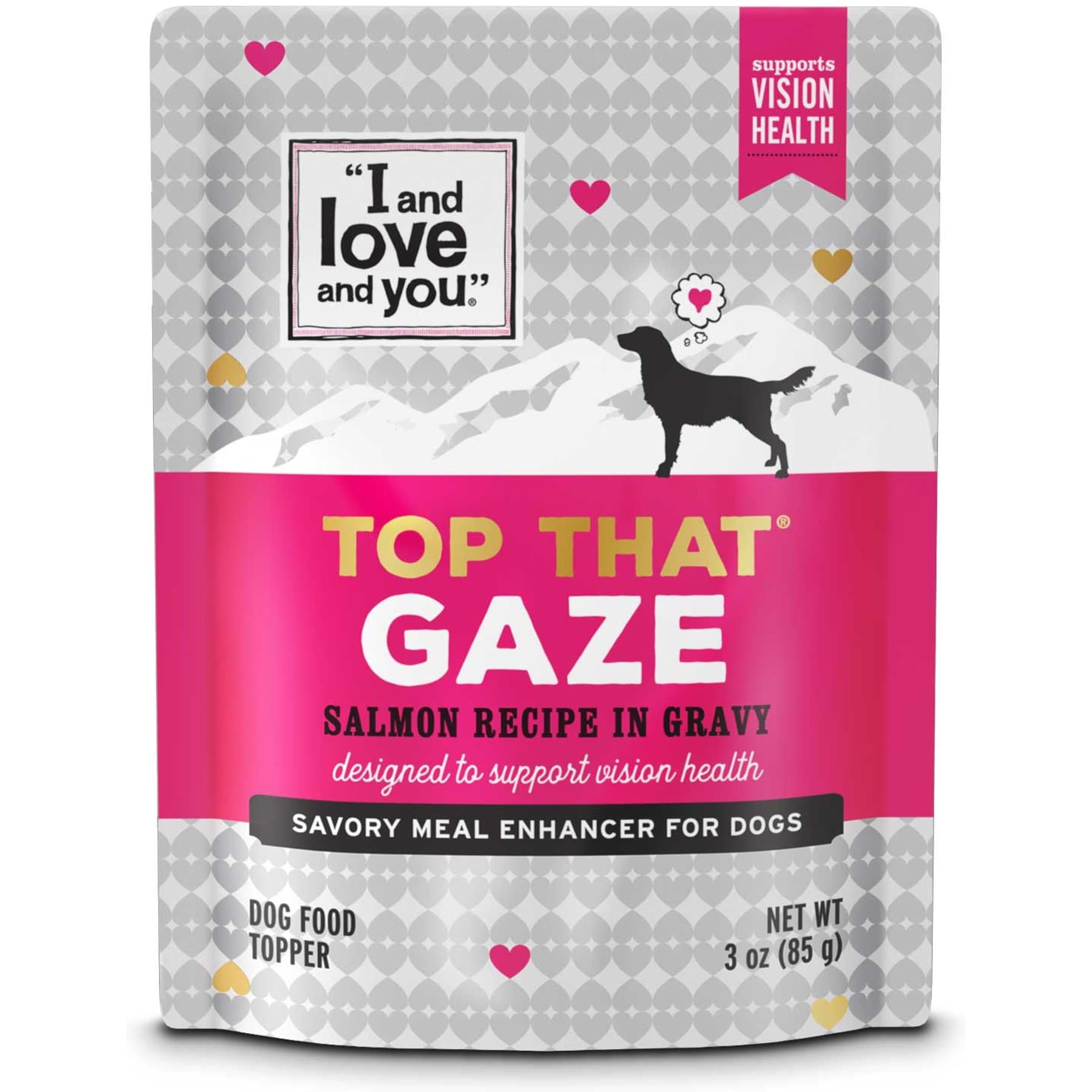 I and Love and You Top That Gaze Salmon Recipe in Gravy Wet Dog Food Topper, 3-oz pouch, case of 12