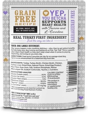 Show full view: I and Love and You Top That Thrive Turkey Recipe in Gravy Wet Dog Food Topper, 3-oz pouch, case of 12 slide 3 of 7