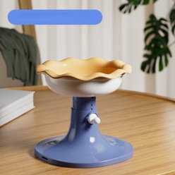 Fairela Adjustable Flower Rim Elevated Dog & Cat Bowl, Small: 2-cup, Yellow/Blue slide 2 of 8