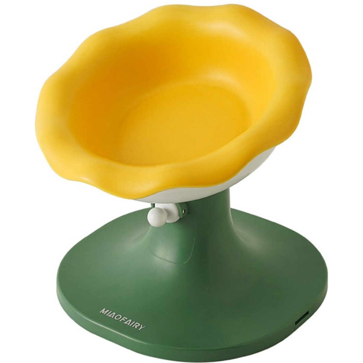 Fairela Adjustable Flower Rim Elevated Dog & Cat Bowl, Small: 2-cup, Yellow/Green