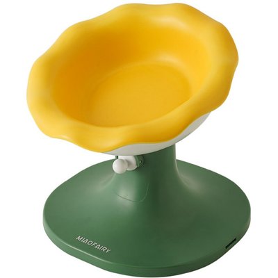 Fairela Fairela Adjustable Flower Rim Elevated Dog & Cat Bowl, Small: 2-cup, Yellow/Green