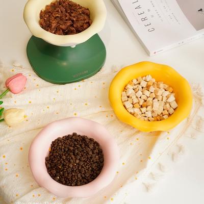 Show full view: Fairela Adjustable Flower Rim Elevated Dog & Cat Bowl, Small: 2-cup, Yellow/Blue slide 7 of 8