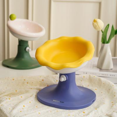 Show full view: Fairela Adjustable Flower Rim Elevated Dog & Cat Bowl, Small: 2-cup, Yellow/Blue slide 3 of 8