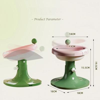 Show full view: Fairela Adjustable Flower Rim Elevated Dog & Cat Bowl, Small: 2-cup, Pink/Green slide 6 of 10