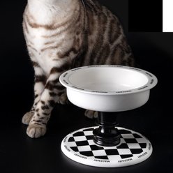 FairyLand MiaoFairy Roman Column Checkered Elevated Dog & Cat Bowl, Black/White, Medium: 4-cup slide 2 of 7