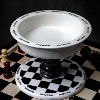 Show full view: Fairela MiaoFairy Roman Column Checkered Elevated Dog & Cat Bowl, Black/White, Medium: 4-cup slide 2 of 7