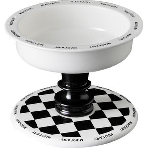 FairyLand MiaoFairy Roman Column Checkered Elevated Dog & Cat Bowl, Black/White, Medium: 4-cup