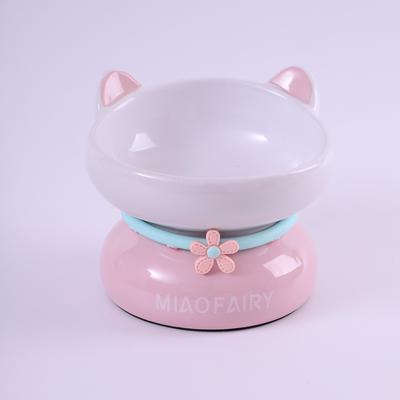 Show full view: Fairela MiaoFairy Blossom Ceramic Elevated Dog & Cat Bowl, Small: 2-cup, Pink slide 9 of 10