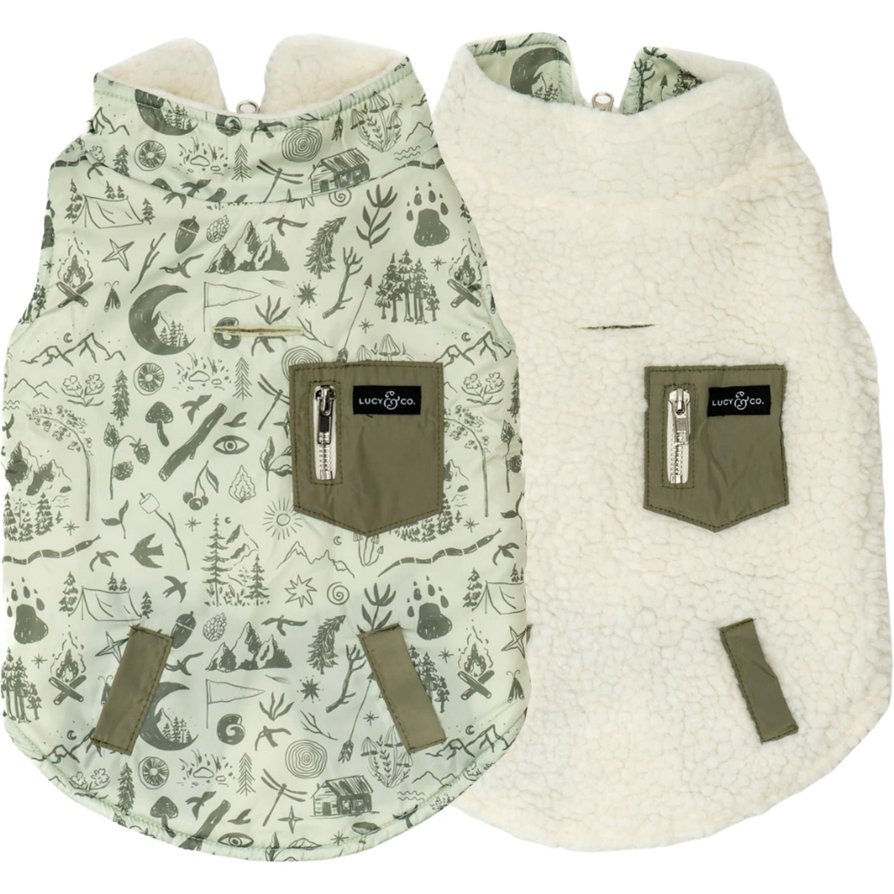 Lucy & Co. Teddy Camp Out Reversible Dog Vest, X-Large