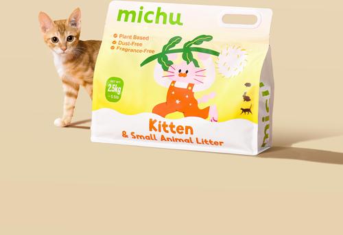 Show full view: Michu Kitten & Small Animal Litter Unscented Natural Clumping Tofu Cat Litter, 5.5-lb bag slide 3 of 11