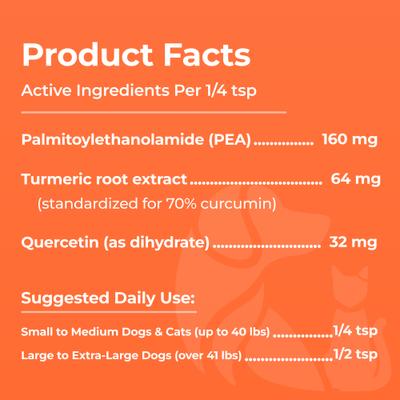 Show full view: Vital Pet Sciences PCQ Pet Powder Pain Relief & Allergy Support Supplement for Dogs & Cats, 0.56-oz jar slide 7 of 10