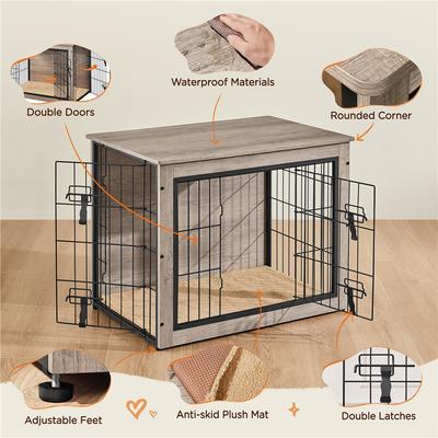Show full view: Yaheetech Multi-functional Wooden Dog Crate, Gray, 32-in slide 4 of 7