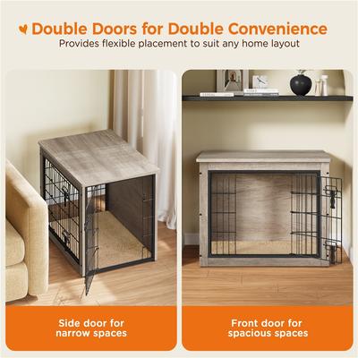 Show full view: Yaheetech Multi-functional Wooden Dog Crate, Gray, 32-in slide 6 of 7