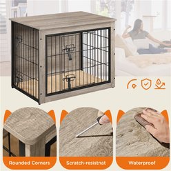 Yaheetech Multi-functional Wooden Dog Crate, Gray, 32-in slide 2 of 6