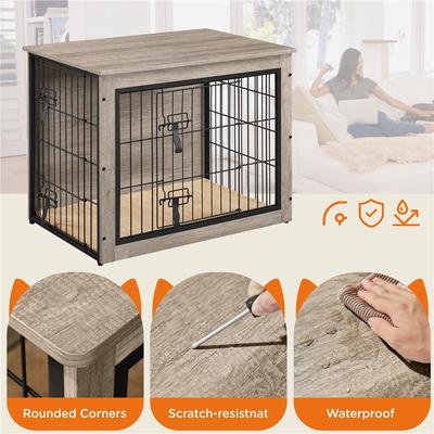 Show full view: Yaheetech Multi-functional Wooden Dog Crate, Gray, 32-in slide 5 of 7