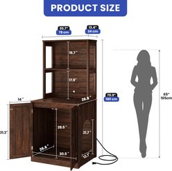 Wooflex Wooden Cabinet Furniture Style Cat Litter Box Enclosure with Storage Shelf, Brown slide 2 of 7