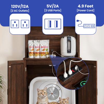 Show full view: Wooflex Wooden Cabinet Furniture Style Cat Litter Box Enclosure with Storage Shelf, Brown slide 7 of 9