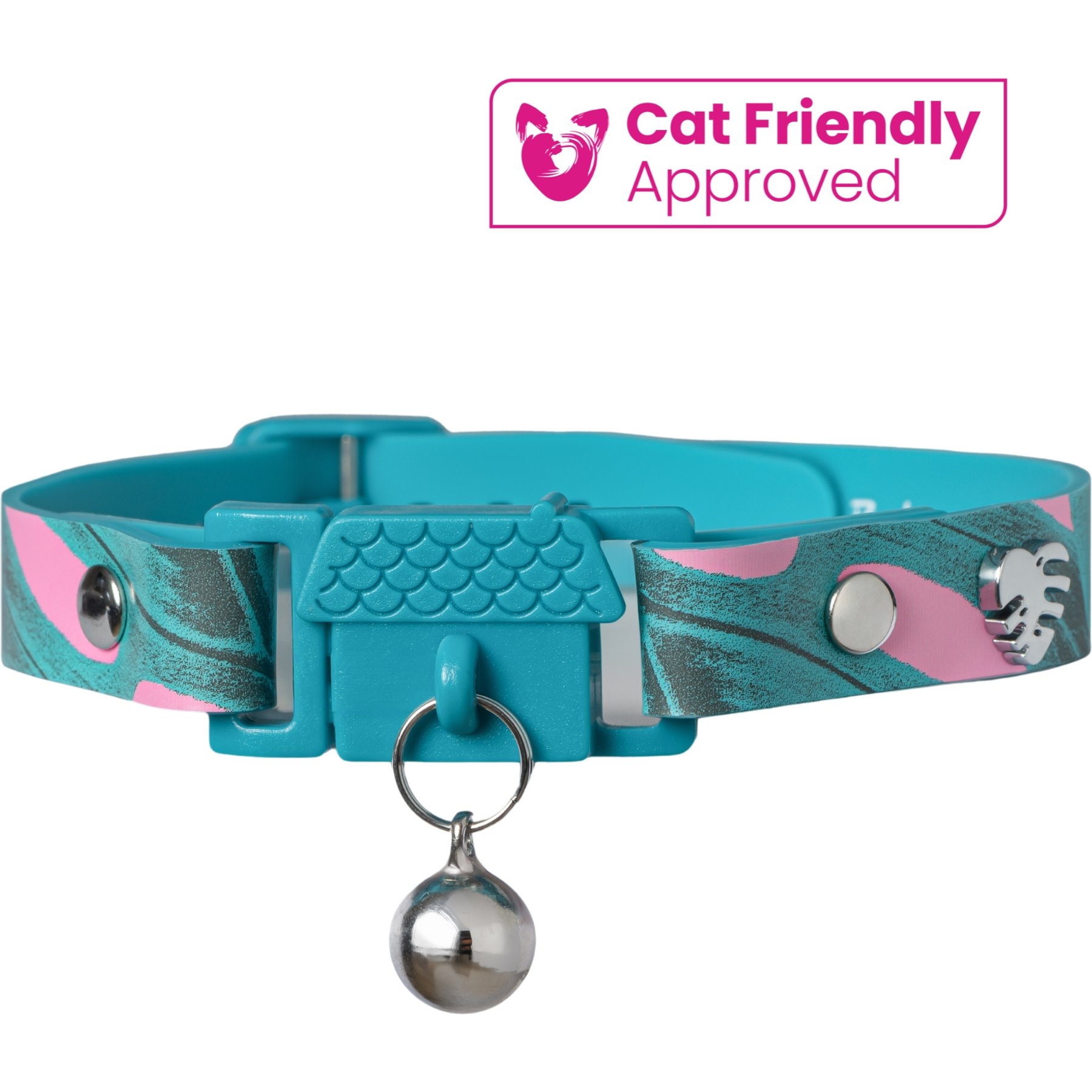 Kittyrama Breakaway Adjustable with Bell Cat Collar, Monstera