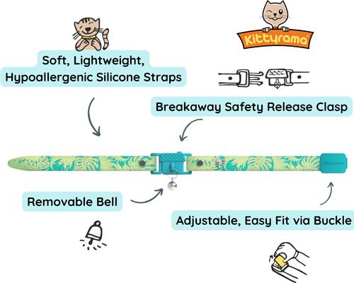 Show full view: Kittyrama Breakaway Adjustable Cat Collar, Jungle slide 2 of 7
