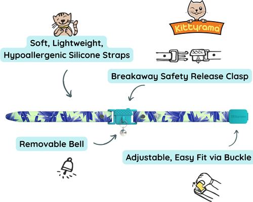 Show full view: Kittyrama Breakaway Adjustable Cat Collar, Lotus slide 2 of 7