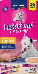 Vitakraft Lick N Lap Chicken Cat Lickable Treats, 15-g tube, 16 count