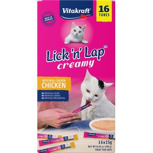 Vitakraft Lick N Lap Chicken Cat Lickable Treats, 15-g tube, 16 count