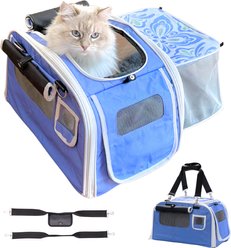 Kittyrama 2-in-1 Expandable & Collapsible Cat Carrier & Hideaway, Capri Nights, 17 x 11 x 11-in