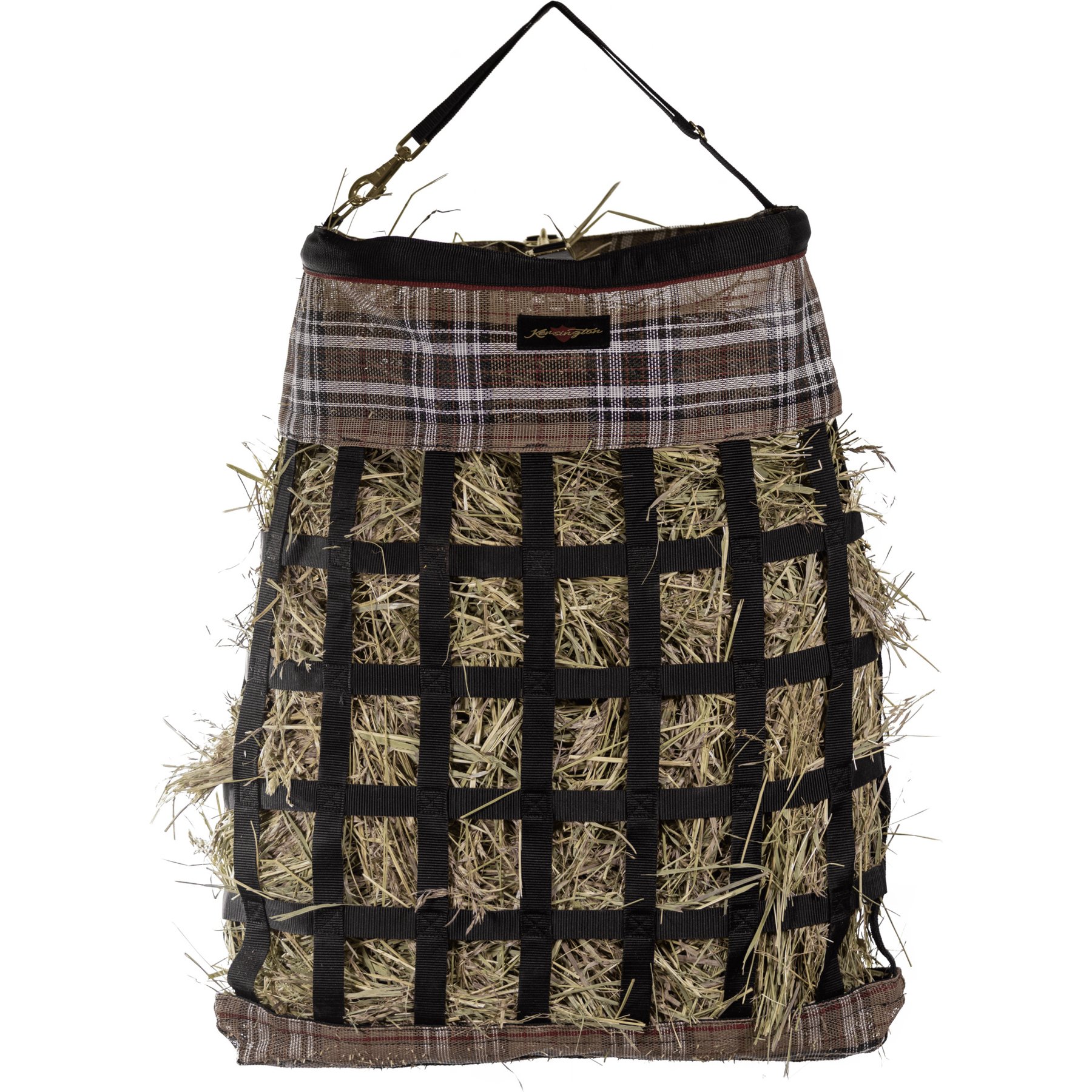 Kensington Protective Products 2 Flake Slow Feed Horse Hay Bag with Rim, Deluxe Black, Large