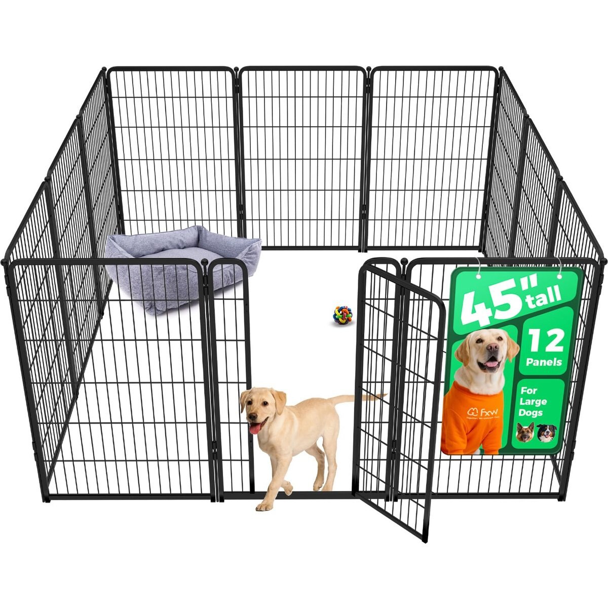 FXW Homeplus Indoor Dog Playpen, Black, 45-in, 12-panel