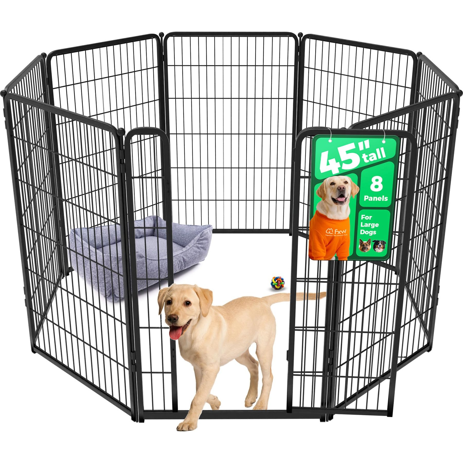 FXW Homeplus Indoor Dog Playpen, Black, 45-in, 8-panel