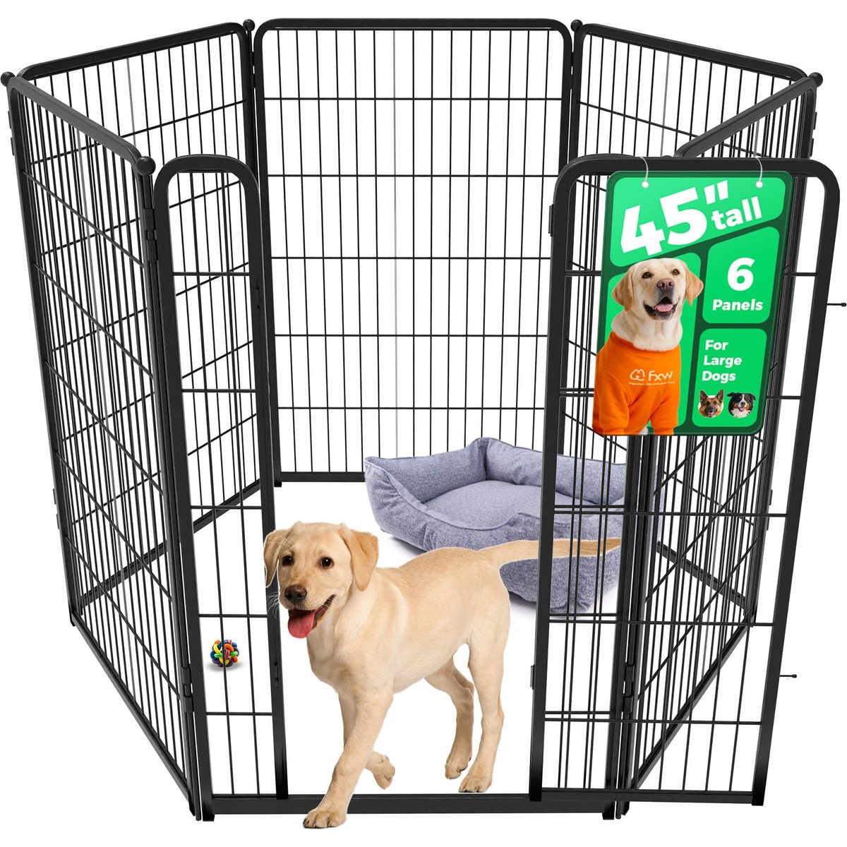 FXW Homeplus Indoor Dog Playpen, Black, 45-in, 6-panel