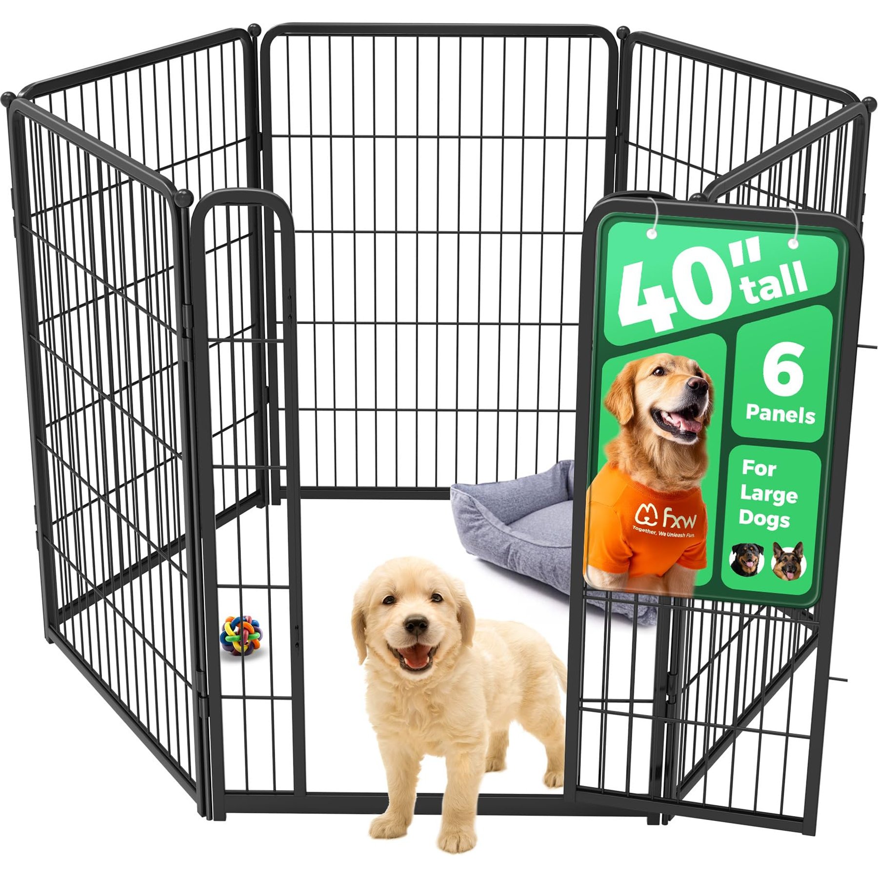 FXW Homeplus Indoor Dog Playpen, Black, 40-in, 6-panel