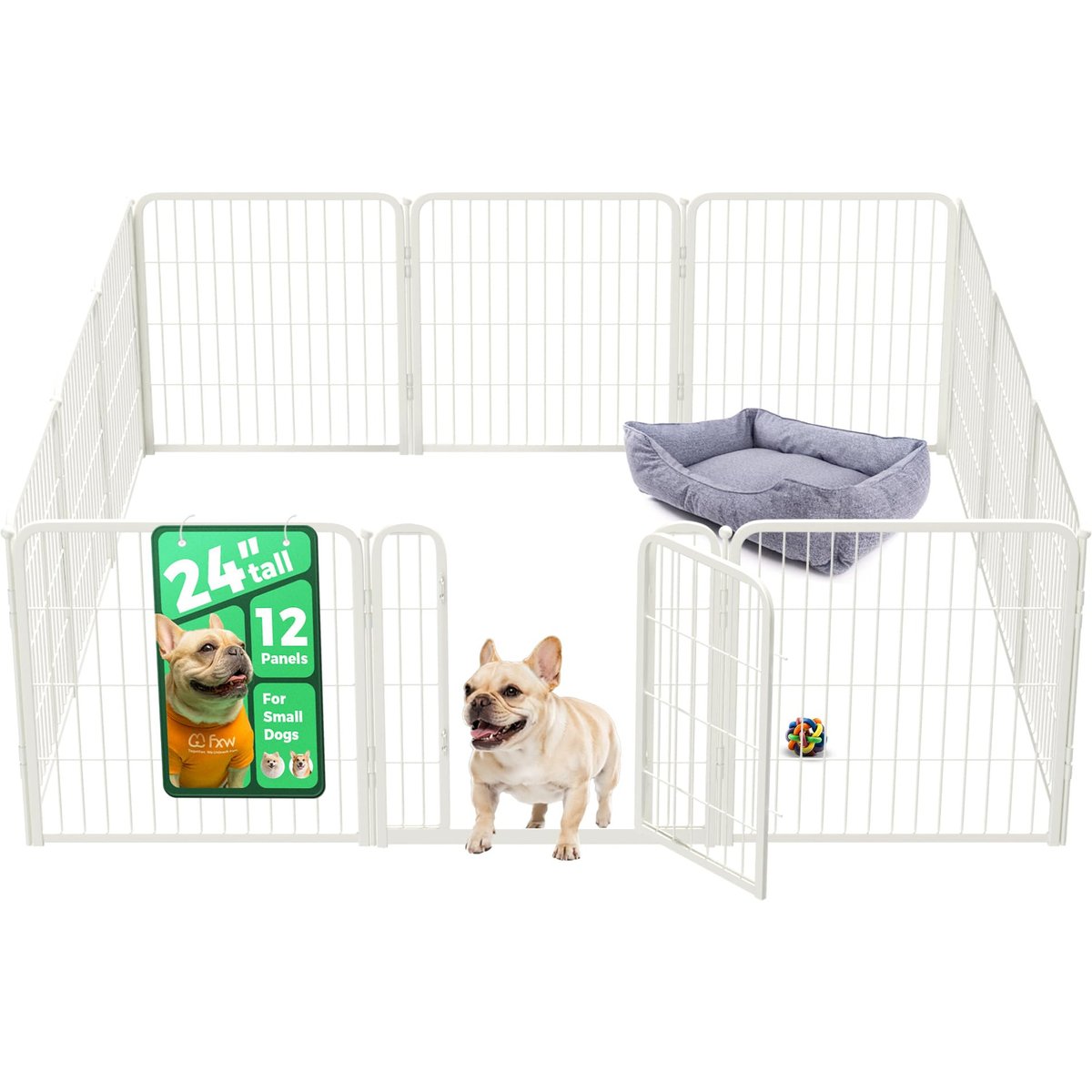 FXW Homeplus Indoor Dog Playpen, White, 24-in, 12-panel