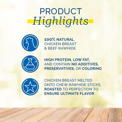 Show full view: Pet Center Chicken Dumbbells Rawhide Dog Treats, 1-lb jar slide 3 of 7